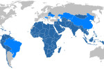 Èlenské štáty Hnutia nezúèastnených (Non-Aligned Movement, NAM). Tmavomodrá – èlenské štáty; svetlomodrá – pozorovatelia. Zdroj: Wikipedia