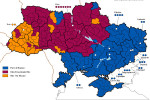 Politická mapa Ukrajiny po parlamentných voľbách 2006. Zdroj: WIkipedia